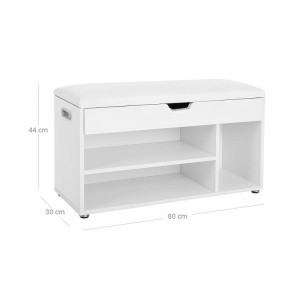 BAA18 - Banca 80x30x44 cm pentru Hol, pantofi, depozitare - Alba