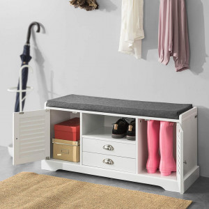 BAA26 - Banca 105 cm pentru Hol, pantofi, depozitare - Alba