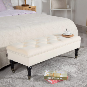 BAC205 - Bancuta 110 cm, divan, bancheta, banca living, dormitor, hol, lada depozitare - Crem
