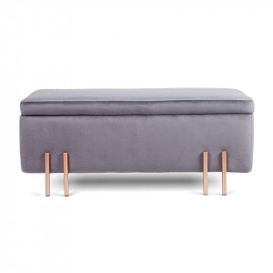 BAG103 - Divan, Canapea, fotoliu, sofa, bancheta, bancuta catifea cu lada depozitare, banca living, dormitor, hol - Gri