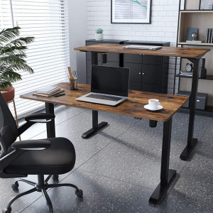 BII3 - Masa de Birou 140x70x73-114 cm, inaltime reglabila, office industrial - Maro