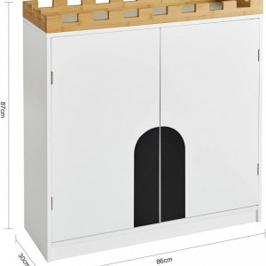 COAC1 - Comoda copii 86 cm, dulap castel pentru camera copiilor, Alb-Maro