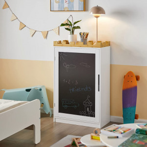 COAC2 - Comoda copii 63 cm, dulap castel cu tabla, pentru camera copiilor, Alb-Maro