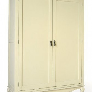 DUC107 - Dulap crem, sifonier dormitor dublu cu bara pentru umerase, manere metalice - Colectia Genova
