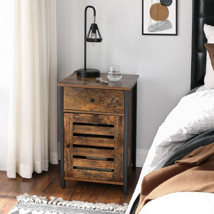 NOI3 - Set 2x noptiere pentru dormitor, 40x40x60 cm - Maro, stil industrial