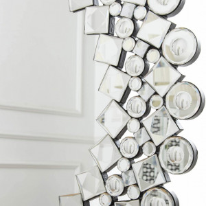 OGG6 - Oglinda rotunda 70 cm, pentru perete ornamentala dormitor, living - Argintie
