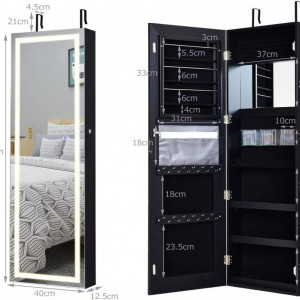 OGN12 - Oglinda caseta de bijuterii cu lumini, dulap, dulapior dormitor, dressing - Negru