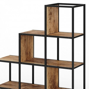 RAI225 - Rafturi 90 cm, cu 6 cuburi, pentru living, birou, hol, biblioteca stil industrial - Maro