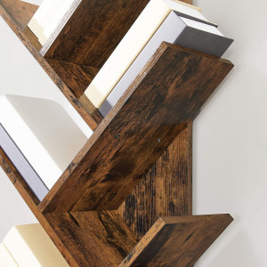 RAI36 - Rafturi, etajera 50x25x141 cm, bibioteca pentru birou, living, hol, dormitor, stil industrial - Maro