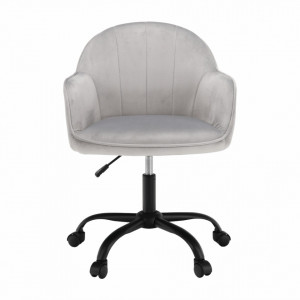 SCA607 - Fotoliu birou cu roti, scaun tapitat, scaun masuta toaleta, machiaj - Gri-Negru