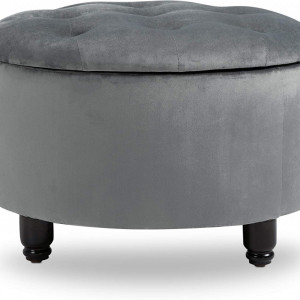 SCN203 - Scaun masuta toaleta machiaj cosmetica, fotoliu, scaunel, divan cu lada - tapiterie catifea - Gri inchis