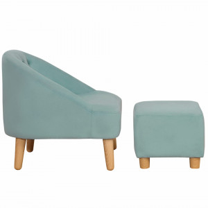 SCRV201 - Mini fotoliu si taburet, 51 cm, scaun, scaunel, divan Copii 3-5 ani - Verde