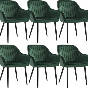 SCV2 - Set 6x Scaune, fotolii tapitate pentru living, bucatarie, masuta toaleta - Verde