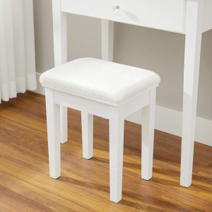 SEA376 - Set Masa toaleta, 70 cm, cosmetica machiaj, oglinda, masuta vanity cu taburet tapitat - Alb