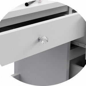 SEA538 - Set Masa toaleta, 94 cm, cosmetica machiaj oglinda masuta vanity, oglinda cu LED-uri cu sau fara scaun - Alb