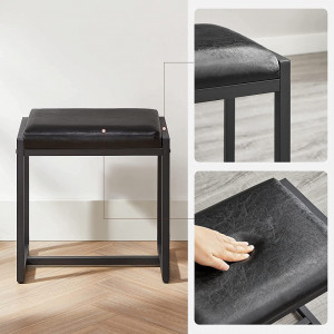 SEM231 - Set Masa toaleta, 90 cm, cosmetica machiaj cu oglinda, masuta vanity cu scaun tapitat - Maro stil industrial