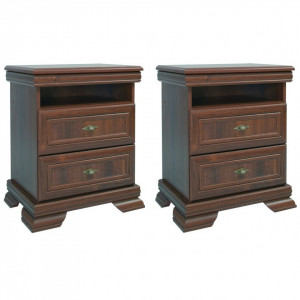 NOM502 - Set 2 Noptiere maro cu 2 sertare pentru dormitor