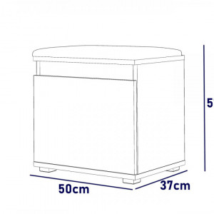 BAM508 - Banca 50x37x51 cm, Pantofar pentru Hol, pantofi, depozitare - Sonoma cu tapiterie Gri/Albastru/Verde