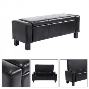 BAN110 - Bancuta, Canapea, fotoliu, sofa, bancheta, banca living, dormitor, hol, lada, ladita depozitare - Alb/Negru