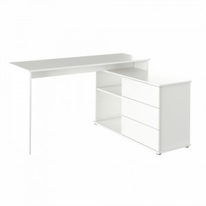 BIA601 - Masa de Birou 138 cm, pentru colt, reversibil (stanga sau dreapta) office - Alb