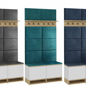 CUI509 - Cuier 100x37x213 cm - 6 agatatori haine, hol, pantofar - Culoarea Alb-Stejar
