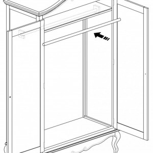 DUC107 - Dulap crem, sifonier dormitor dublu cu bara pentru umerase, manere metalice - Colectia Genova