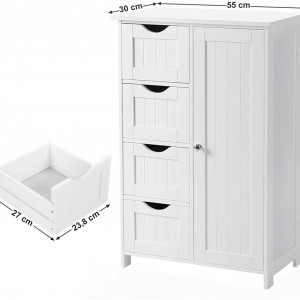 LOTUS8 - Dulap alb, 55 cm, comoda cu 4 sertare si dulap - Mobilier Baie Lotus