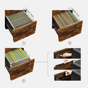 NOI11 - Noptiera 40x45x58.7 cm comoda, noptiera pentru dormitor, birou sau living, stil industrial - Maro