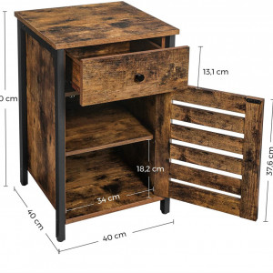 NOI3 - Set 2x noptiere pentru dormitor, 40x40x60 cm - Maro, stil industrial