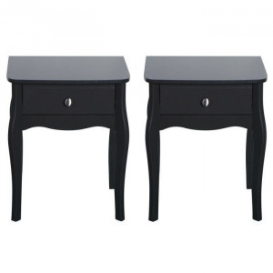 NON102 - Set 2x Noptiere cu 1 sertar - Negru