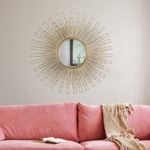 OGAU6 - Oglinda 80 cm, pentru perete, ornamentala dormitor, living - Aurie