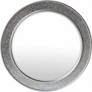 OGG104 - Oglinda rotunda 60 cm, pentru perete dormitor/living/baie - Rama Argintie
