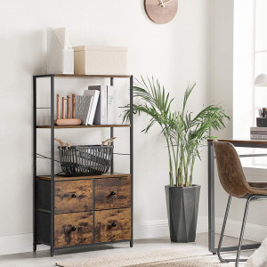 RAI21 - Rafturi 63x30x120 cm, pentru birou, living, hol, dormitor, stil industrial - Maro