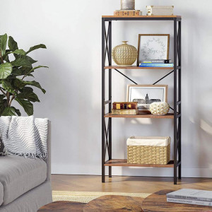 RAI22 - Rafturi 60x30x133 cm, pentru birou, living, hol, dormitor, stil industrial - Maro