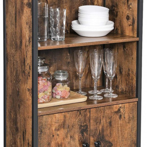 RAI39 - Rafturi, vitrina, etajera 60x32x104 cm, pentru birou, living, hol, dormitor, bucatarie, stil industrial - Maro