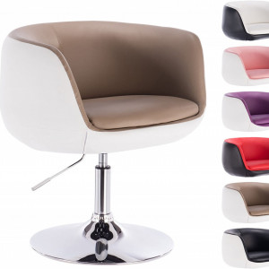 SCA214 - Scaun tapitat Alb si Maro pentru masa toaleta, birou, bar, lounge, imitatie de piele, inaltime reglabila