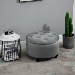 SCN203 - Scaun masuta toaleta machiaj cosmetica, fotoliu, scaunel, divan cu lada - tapiterie catifea - Gri inchis