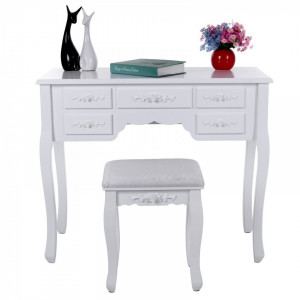 SEA113 - Set Masa alba toaleta cosmetica machiaj oglinda masuta