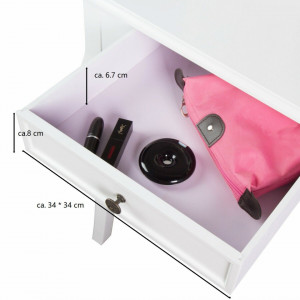 SEA319 - Set Masa alba toaleta cosmetica machiaj oglinda masuta vanity si scaunel tapitat