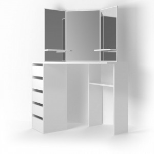 SEA332 - Set Masa alba toaleta cosmetica machiaj oglinda masuta vanity pe colt