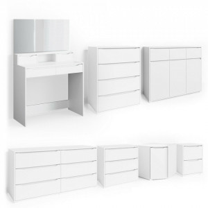 SEA345 - Set Masa alba toaleta moderna, 100 cm, cosmetica machiaj oglinda masuta vanity cu oglinda cu LED sau fara LED
