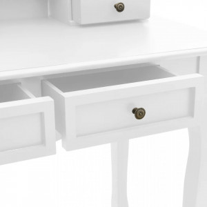 SEA69 - Set Masa toaleta, 100 cm, cosmetica machiaj cu oglinda si scaun, masuta vanity - Alb
