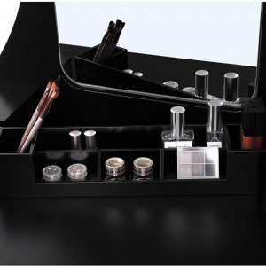 SEN28 - Set Masa toaleta, 80 cm, cosmetica machiaj si scaun tapitat, comoda make-up - Negru