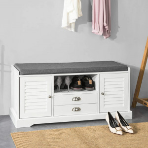 BAA26 - Banca 105 cm pentru Hol, pantofi, depozitare - Alba