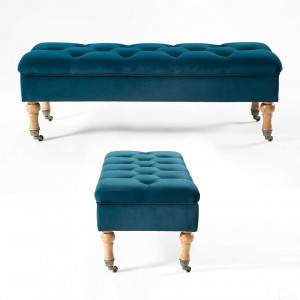 BAT201 - Bancuta 110 cm, divan, bancheta, banca living, dormitor, hol, lada depozitare - Turcoaz