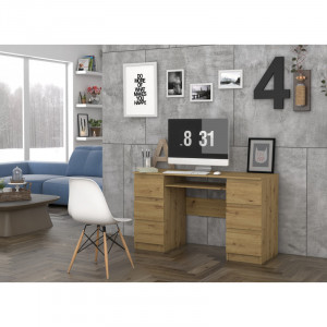 BIM501 - Masa de Birou 130 cm, office - Sonoma, Stejar si Gri