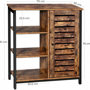 COMI202 - Comoda cu rafturi 70 cm pentru hol, living, dormitor, stil industrial - Maro