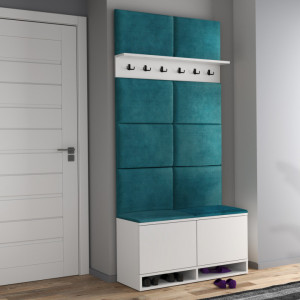 CUI506 - Cuier 100x37x213 cm - 6 agatatori haine, hol, pantofar - Alb