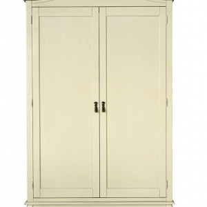 DUC107 - Dulap crem, sifonier dormitor dublu cu bara pentru umerase, manere metalice - Colectia Genova