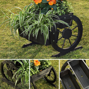 JAN1 - Jardiniera trandafiri roata pentru gradina, terasa, balcon - Neagra